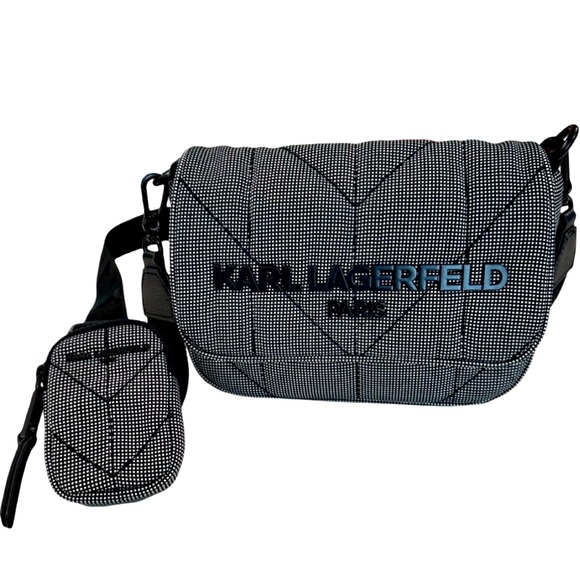 Karl Lagerfeld Paris NWT Black Voyage Neoprene Logo Crossbody Messenger  (P032) - Picture 2 of 11